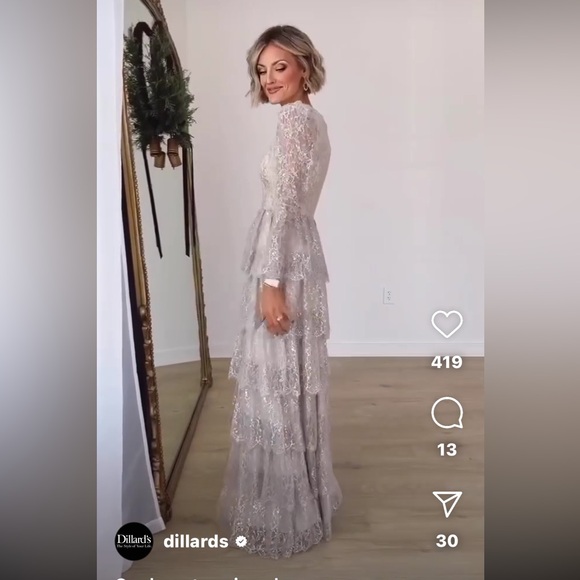 NWT Antonio Melani x Born
on Fifth Clara Metallic Lace
Tiered Ruffle Maxi Dress - Picture 5 of 16